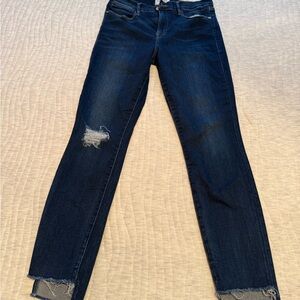 Frame Denim Dark Blue Distressed Skinny Jeans